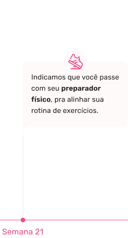 Indicamos que você passe com seu preparador físico, pra alinhar sua rotina de exercícios.